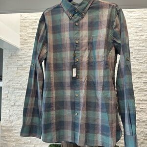 BNWT John Varvatos Multicolor Plaid Button-Down Shirt size Medium